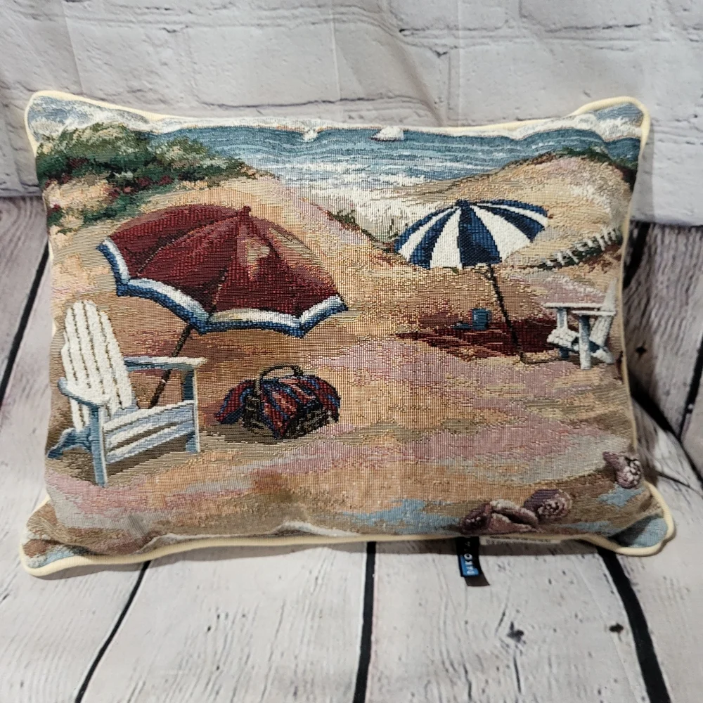 Dakotah Tapestry Accent Pillow, sea shore Throw Pillow